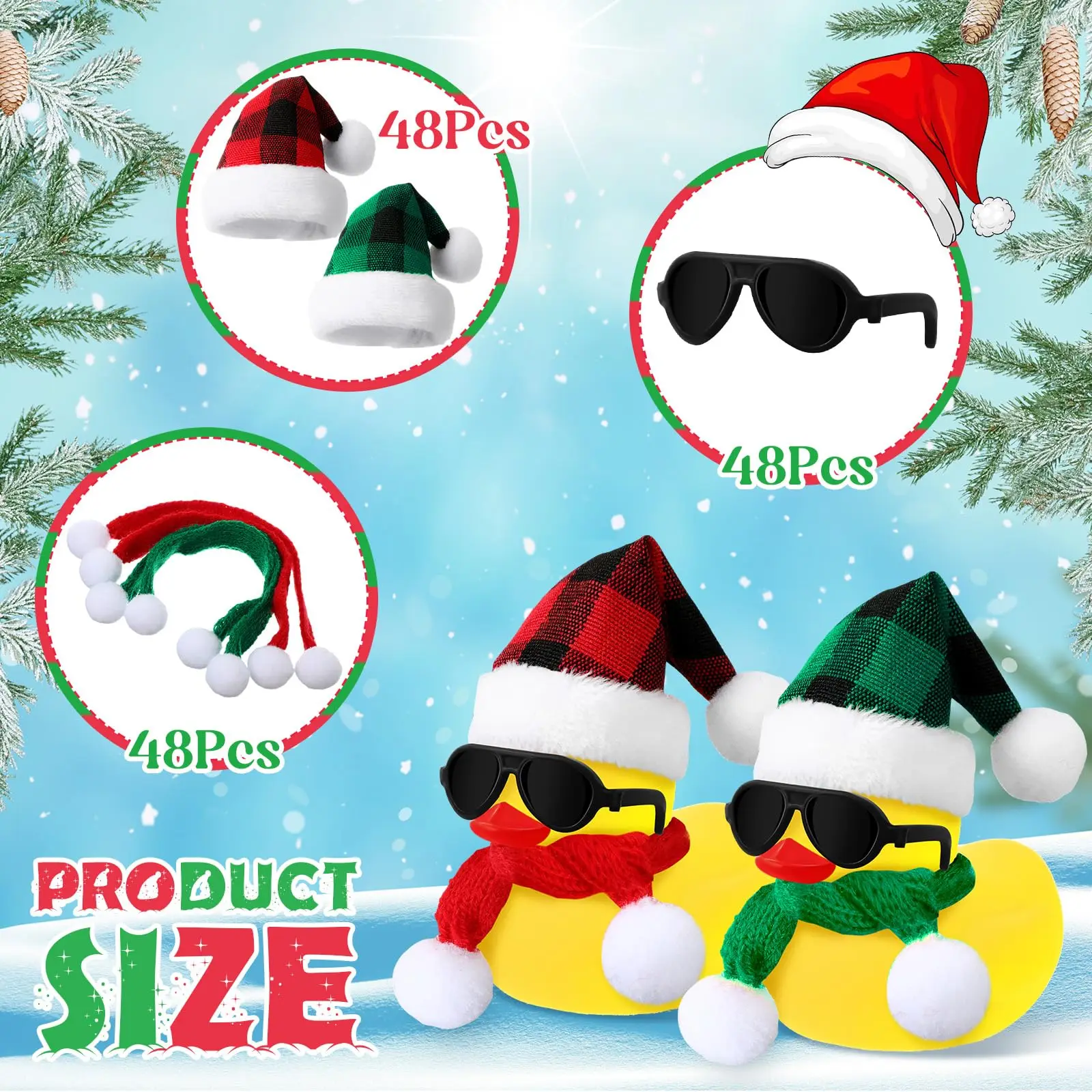 Christmas Mini Rubber Duck Bulk with Sunglasses Scarf Hats   Duck  Bath Toy Xmas Decor for Christmas Winter Gift Cruise 3