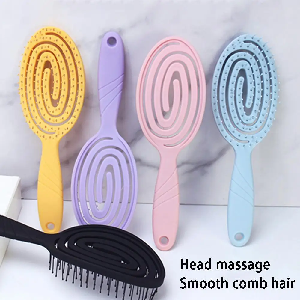 Relaxing Elastic Massage Comb Portable Hollow Hair Combs Scalp Massage Brush Soft Tooth Comb No Harm To Hair Massage Scalp Brush 2