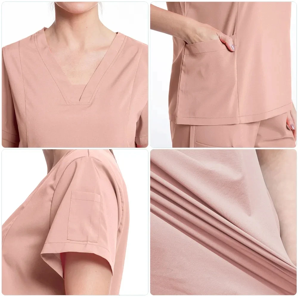 Women Scrub Sets Medical Uniforms Surgical Gowns Nurses Accessories Hospital Dental Clinic Beauty Salon Workwear Clothes Suit