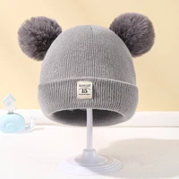 Winter Children Warm Baby Knitted Hats With Pom Pom Kids Knit Beanie Hats Solid Color Children's Hat For Boys Girls Accessories 4