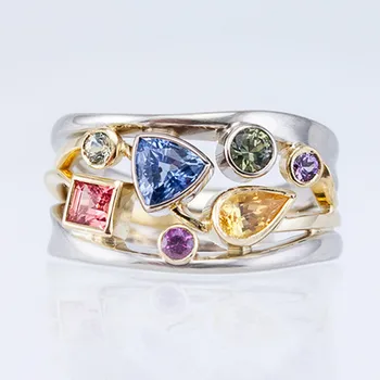 Trend Fashion Simple Colorful Shiny Zircon Ring For Women Party Accessories Dangle Custom Jewelry 1