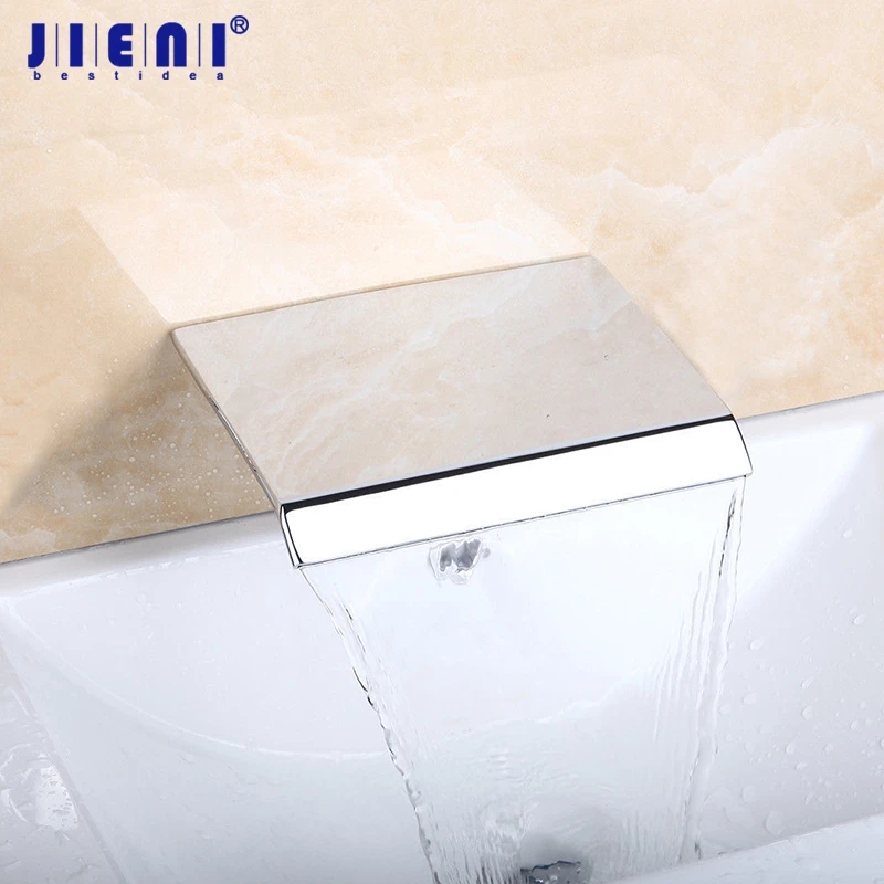 

JIENI Best Bathtub Waterfall Outlet Wall Mounted Chrome Polished Shower Torneira Bathroom Basin Brass Tap Mixer Faucet