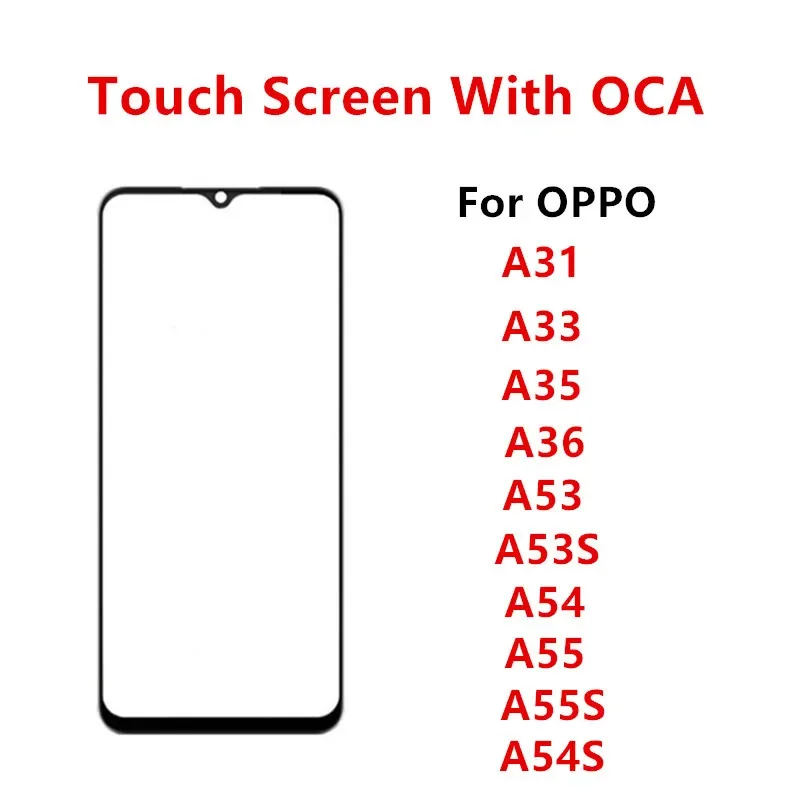 Внешнее стекло для OPPO A31 A33 A35 A36 A53 A54 A55 A55S A54S, сенсорный экран, передняя панель, ЖК-дисплей, запасные части OCA