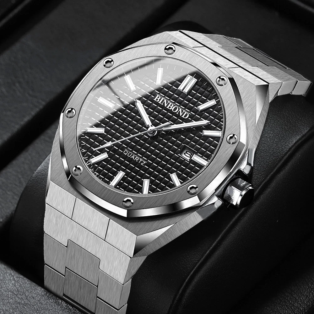 BINBONG Luxury Watch For Men Top Brand Business Stainess Steel Quartz Watches Fashion Classic Waterproof Male Clock Dropshipping