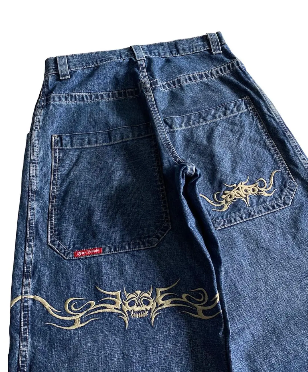 Amerikaanse Stijl Jeans Hip Hop Patroon Bedrukt Hiphop Baggy Jeans Blauwe Hoge Taille Wijde Broek 2023 Nieuwe Y 2K Kleding Jeans Voor Heren