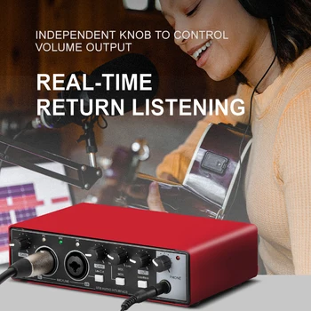 MD22 Recording Sound Card 48V Phantom Power 24-bit/192 KHZ USB Audio Interface with Loopback Monitor for Guitar Recording 3