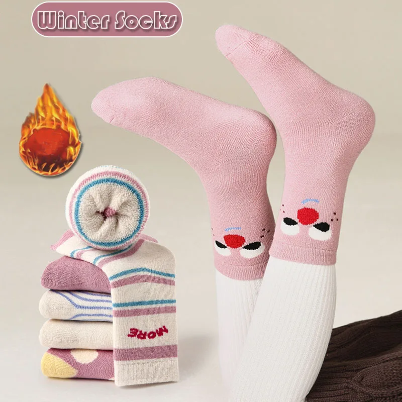 Baby Girls Socks Winter Thermal Thick Cotton Socks Newest Fancy Trendy Cartoon Socks Kids Stockings