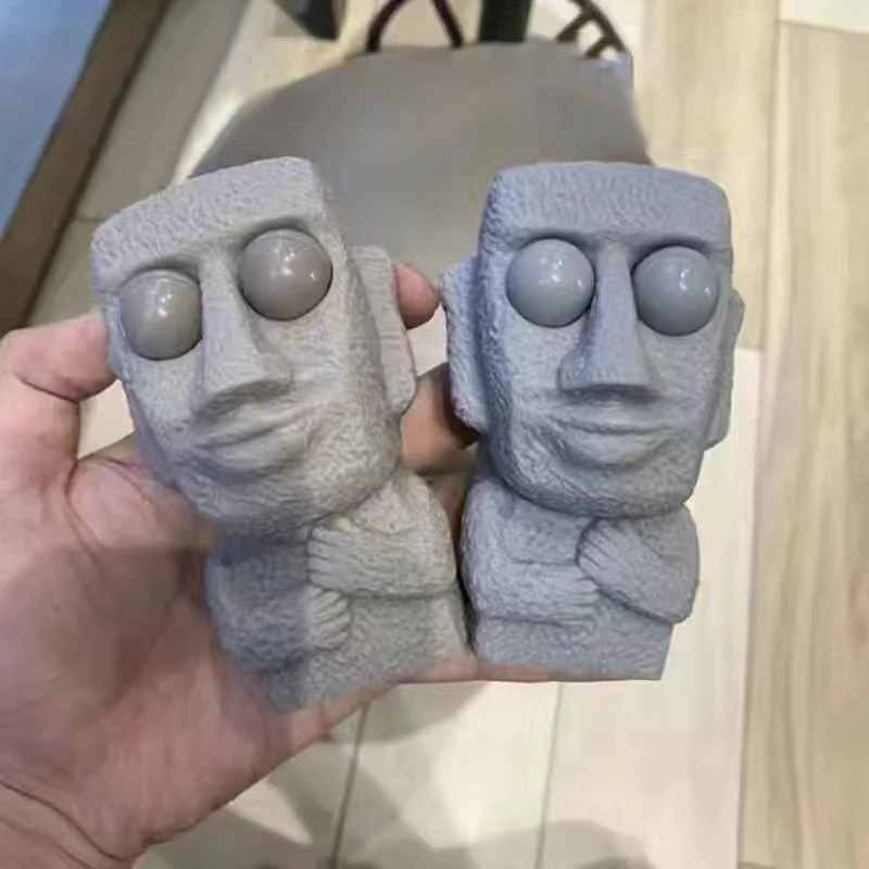 1PC Slowly Rebounds Moai Statue Squeeze Eyes Interested Expression Relaxes Stress Children's Gift Stone Man Releases Stress Toy 6