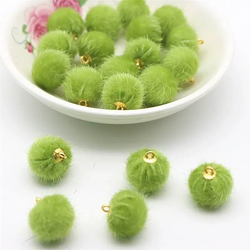 15mm 모조 밍크 모피 볼 펜던트 귀걸이 목걸이 펜던트 귀걸이 가방 액세서리 수동 DIY 부품 60pcs 240pcs
