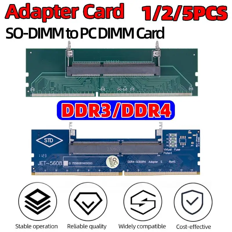 1-5pcs Laptop To Desktop Memory Adapter Card DDR3 DDR4 SO-DIMM To PC DIMM Card Connector Card Memory Stick RAM Connector Adapter