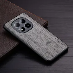 Wood Grain PU Leather Phone Case - Elegant Protection with Straight Grain Design - Redmi note 15 Pro 4G (Light gray)