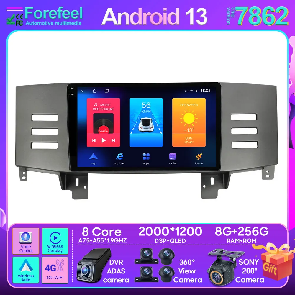 

Android 13 Qualcomm для Toyota Reiz Mark X 2005 2006-2009, мультимедийный автомобильный плеер, ТВ-Навигационный экран, GPS, стерео, радио, DVD, No 2Din