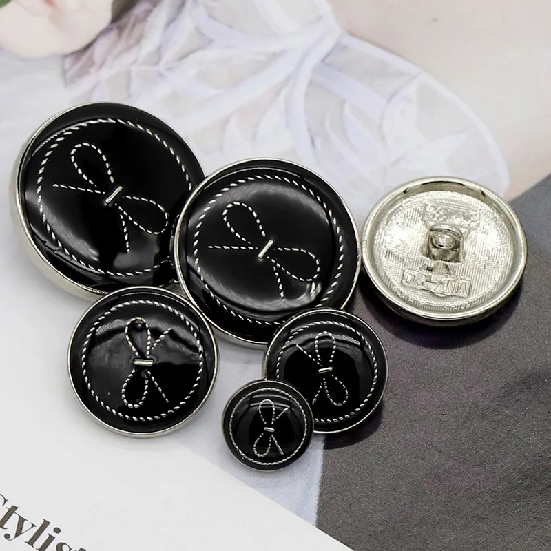 Round Dot Oil Metal Buttons Children's Clothing Shirts Cute Bows Decorative Buttons Women's Knitwear Suit Buttons 6pcs 2022 new