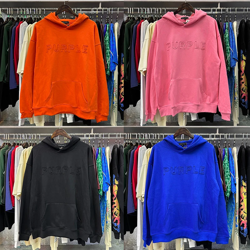 

Fashion Black Blue Pink Orange PURPLE Pullover Hoodies Couple 1:1 Casual Letter Embroidery Logo Classic Pocket Hooded Sweatshirt