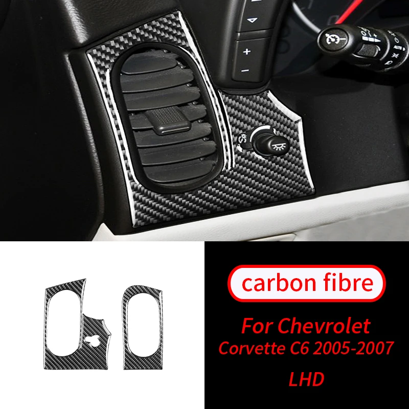 

For Chevrolet Corvette C6 2005-2007 2PCS Real Carbon Fiber Side Air Vent Interior Trim Sticker Car Interior Accessories
