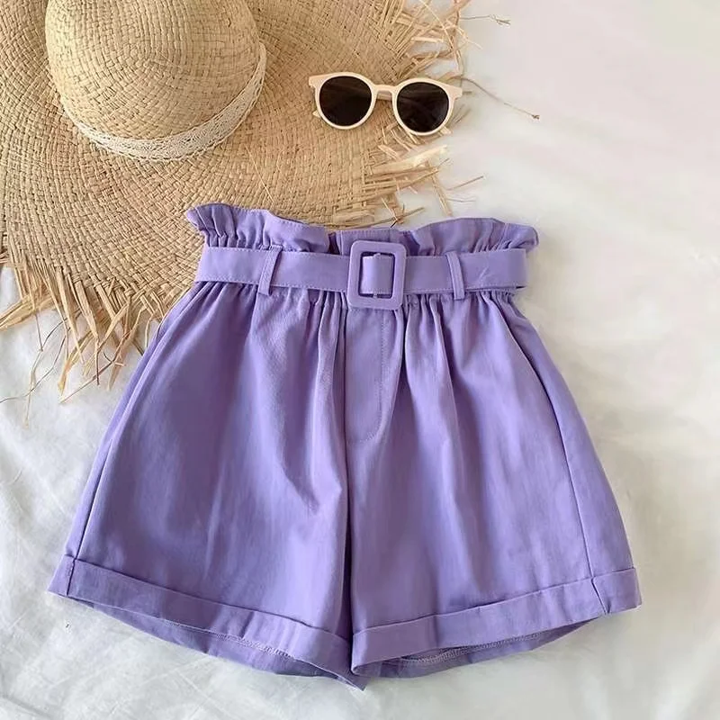 Girls' Shorts Summer Thin Style Girls' Half Skirt Pants Children's Summer Clothing pants Wide Legs for Outer Wear