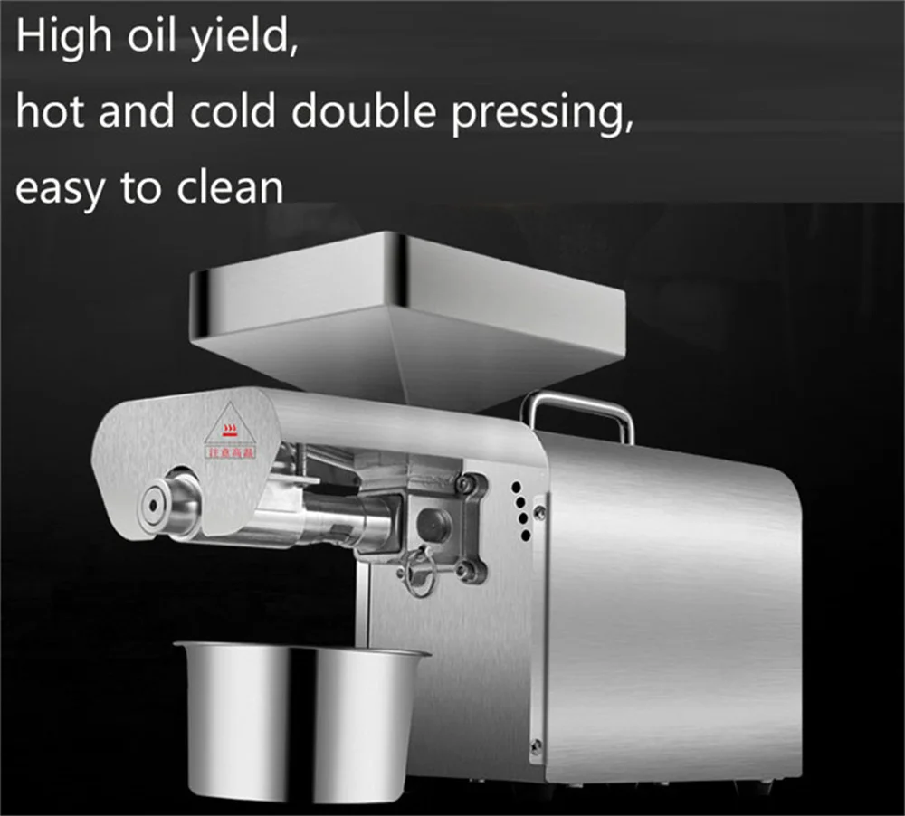 220V/110V Automatic Oil Press Machine Small Commercial Household Peanut Flaxseed Squeezer Stainless Steel Oil Press Extractor 3
