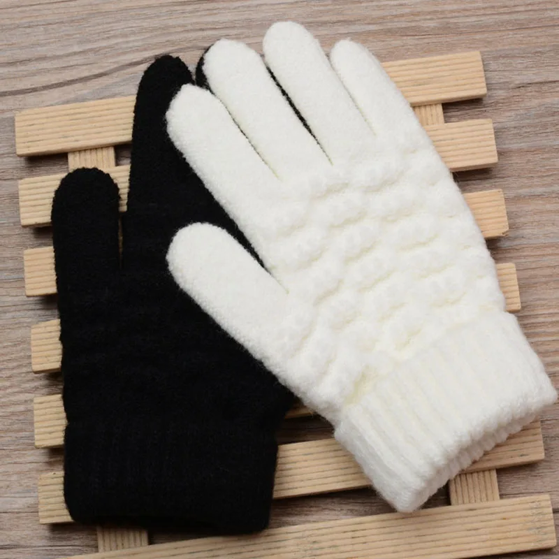 Winter Knitted Kids Gloves Thickened Anti-slip Warm Full Finger Gloves Thermal Anti-Cold Touchscreen Outdoor Sport Gloves