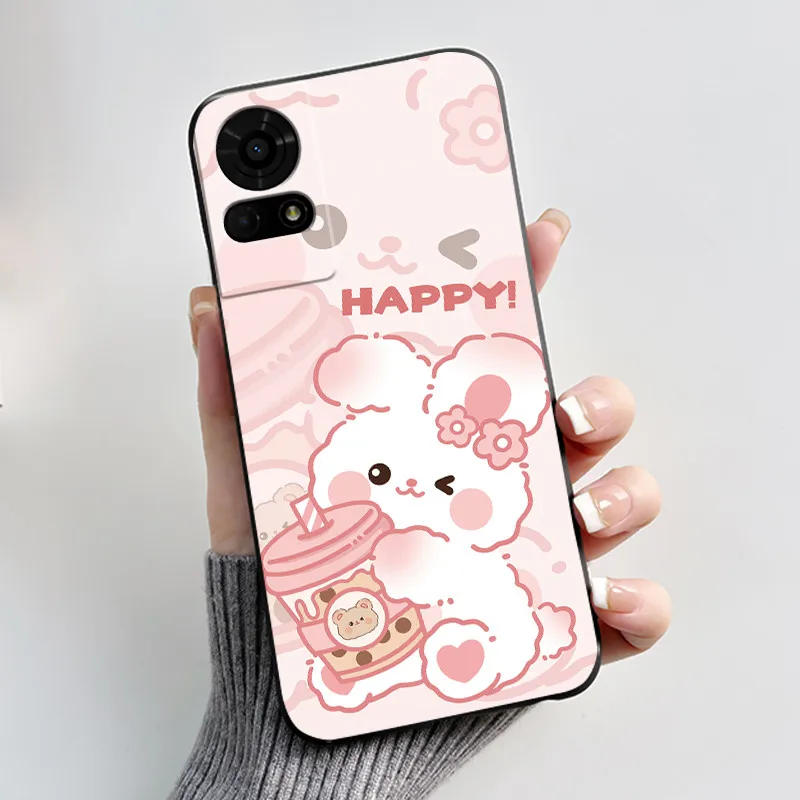 Aesthetic Luxury Soft Silicone Protective Back Cover - Black Shell