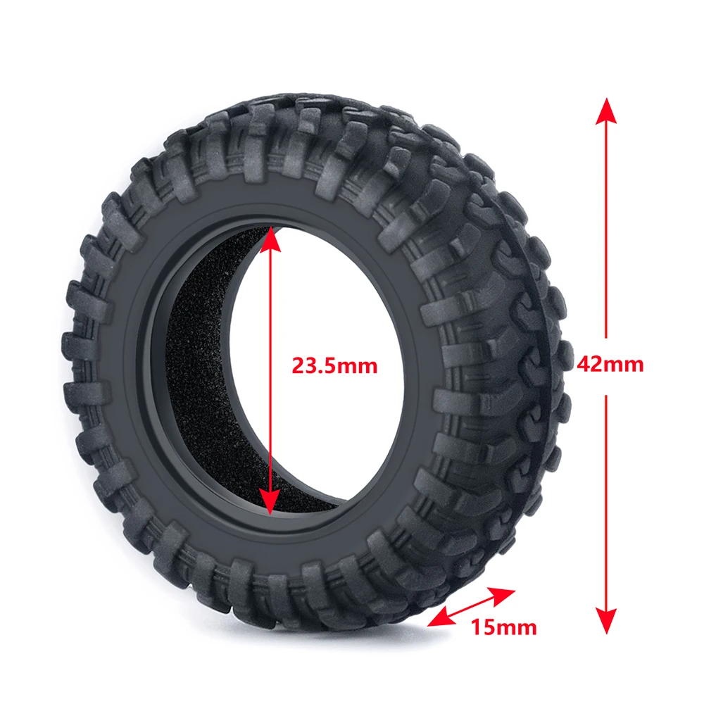 YEAHRUN ε巯    Ÿ̾,  ̴-Z 4x4 1/18  1/24 ۷ ׽þ SCX24 RC ũѷ ڵ, 42x15mm, 4 