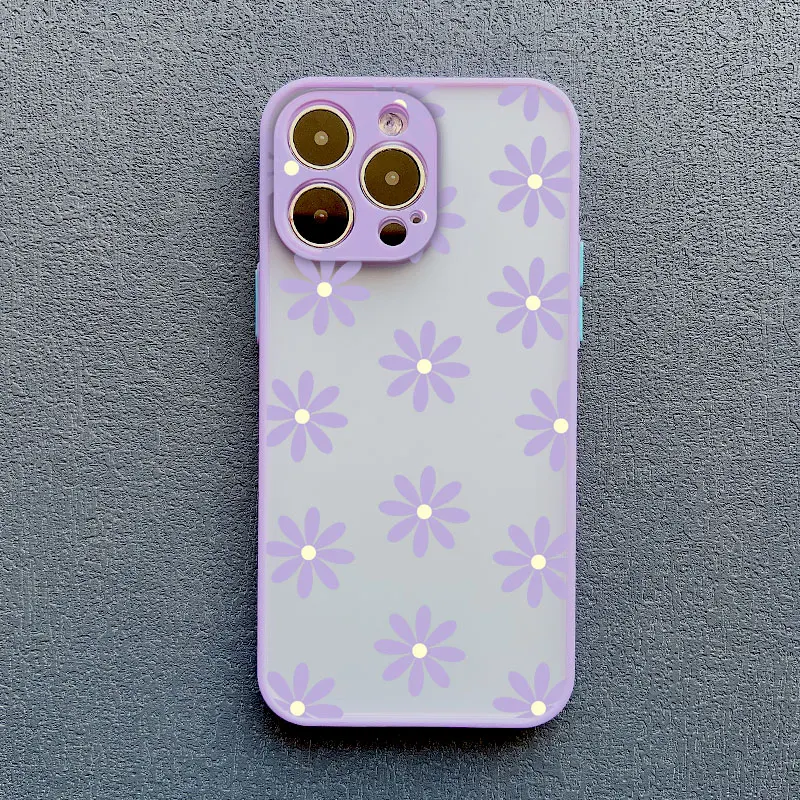Kunst flache Blumenmuster Schutzhülle für iPhone 16 15 14 Pro Max Plus 11 12 Mini 13 Pro Max 7 8 Plus XR XS Rückseite – Detail 7