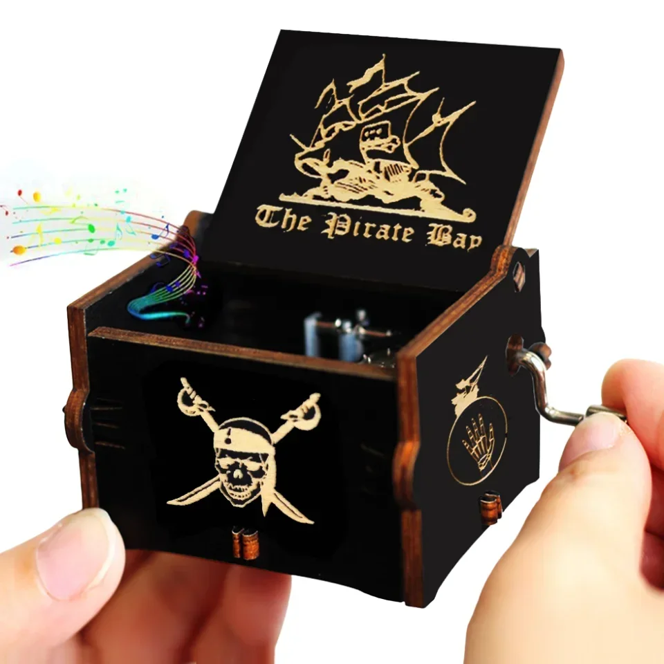 Wooden Anime Figure Music Box Pirates of the Carib Davy Jones Jack Sparrow Creative Birthday Christmas Day Gift music box carousel music box