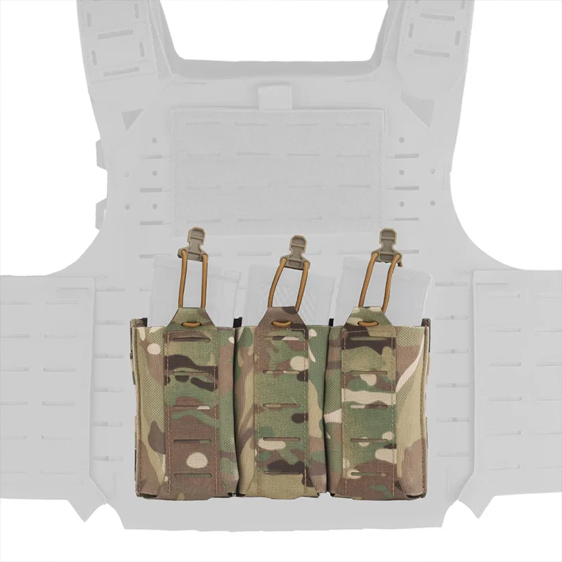 Triple Mag Pouch 5,56/7,62 mm, leicht, oben offen, elastisch, MOLLE-Halterung, Multi-Kaliber, Feldgebrauch, Jagdweste, Taillenausrüstung, Träger – Detail 10