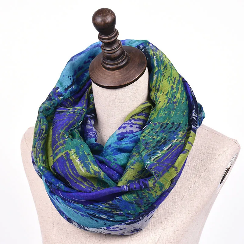 Fashion Women Cotton Print Infinity Scarf Warm Soft Ring Scarves Circle Loop Foulard Femme Snood Neck Wrap Shawl 5