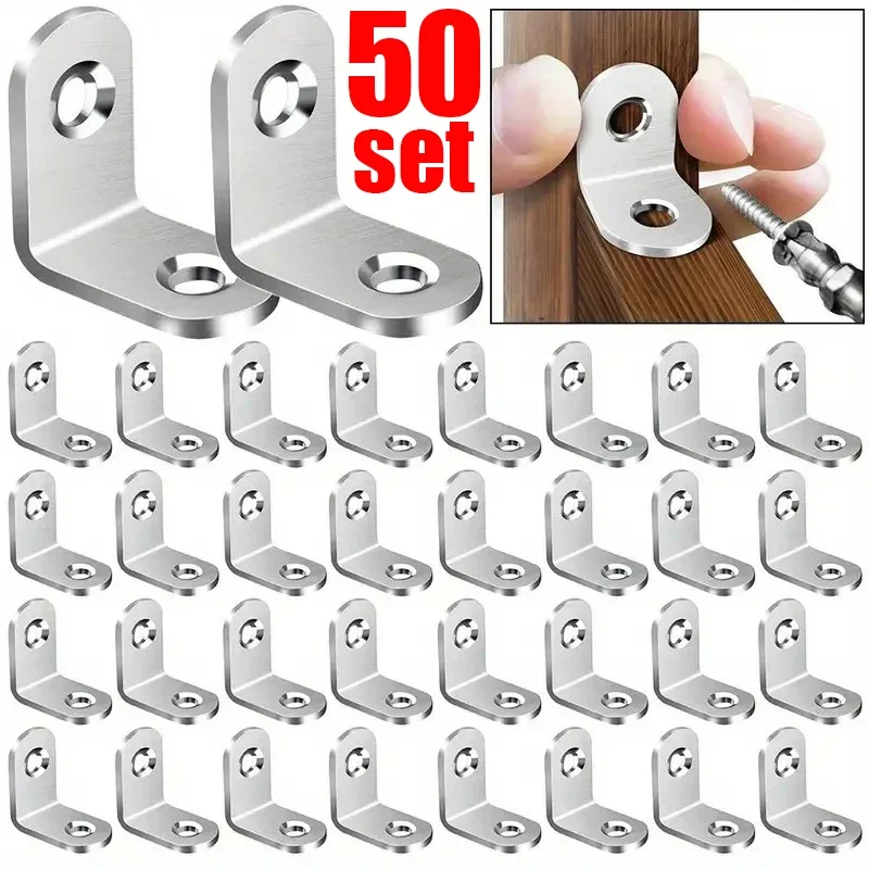 50/1Sets Stainless Steel L-shaped Corner Code with Screws 90 Degree ...