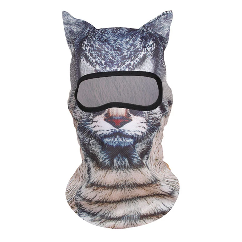 3D Cat Ski BalaclavaAnimal Face Covering Full Face Hood Masque Cute AnimalBalaclava Motorcycle Motocross Ski Snowboard Hat
