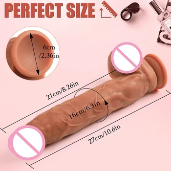 Huge Thick Dildo with Strong Suction Cup,Lifelike 27cm Liquid Silicone Dildo,Realistic Soft Large Big Monster Dildo Adult Toy 4