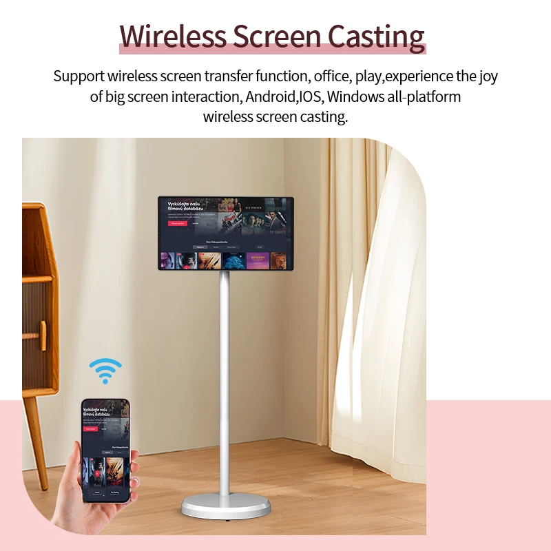 Professional 21.5 Inch Stand Tv 128gb 6000mah Smart Tv 21.5" Smart Televisor Mini Portable Touchscreen with Camera