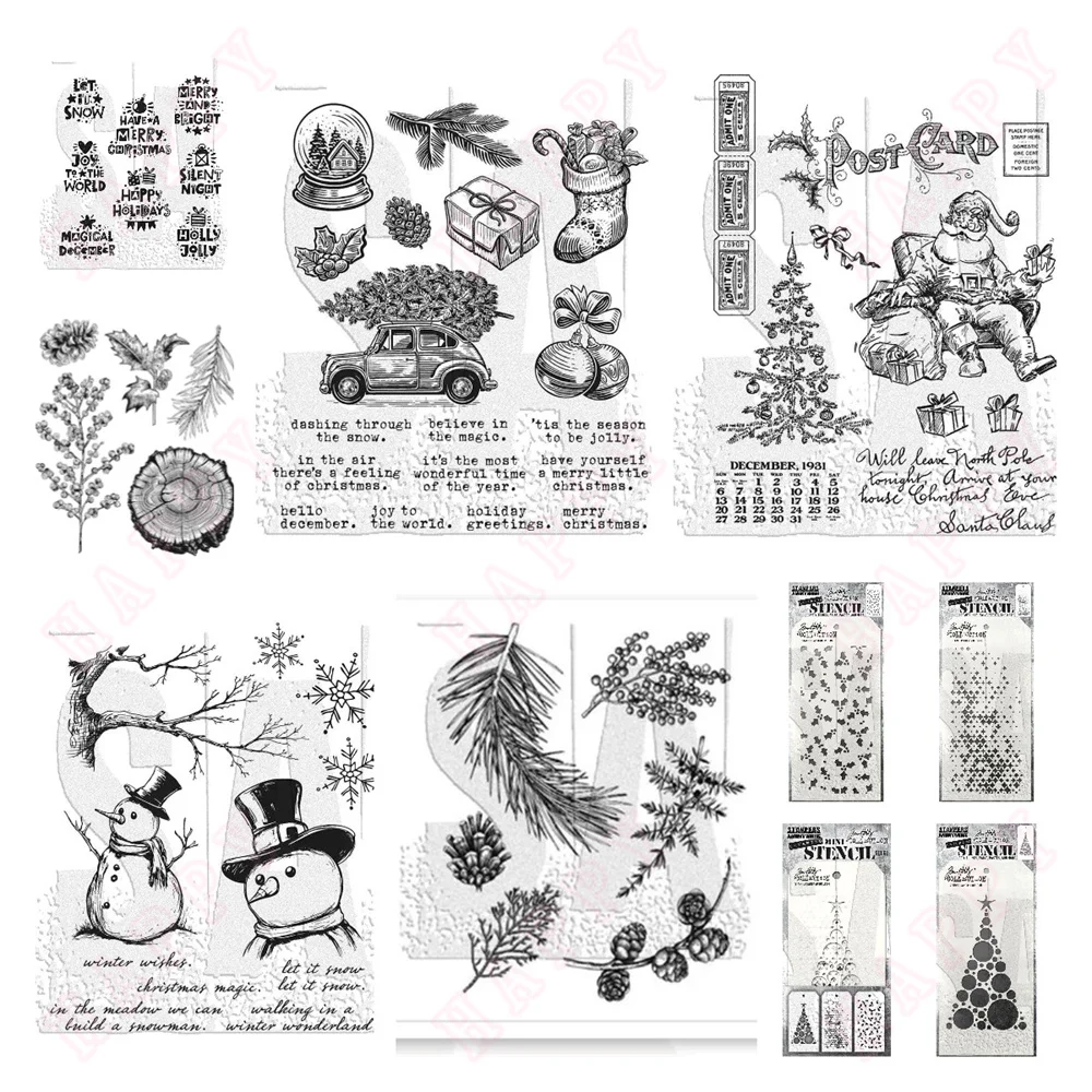 Christmas Reindeer Snowman Santa Claus New Metal Cutting Dies Stamps Stencil For Scrapbook Decoration Template DIY Card Stickers Scrapbooking Supplies Embossing Stamps Metal Cutting Die