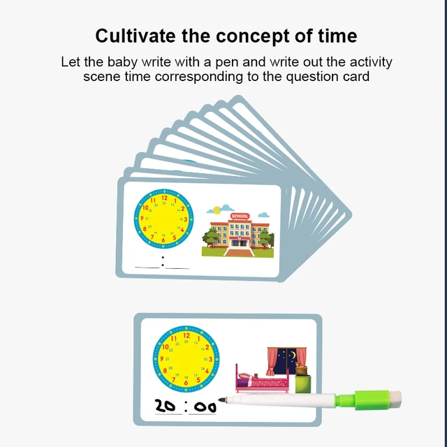 WEMMICKS Montessori Wooden Clock Toys Children Time Learning Hour Minute Second Cognition Kids Early Preschool Teaching Aids 6