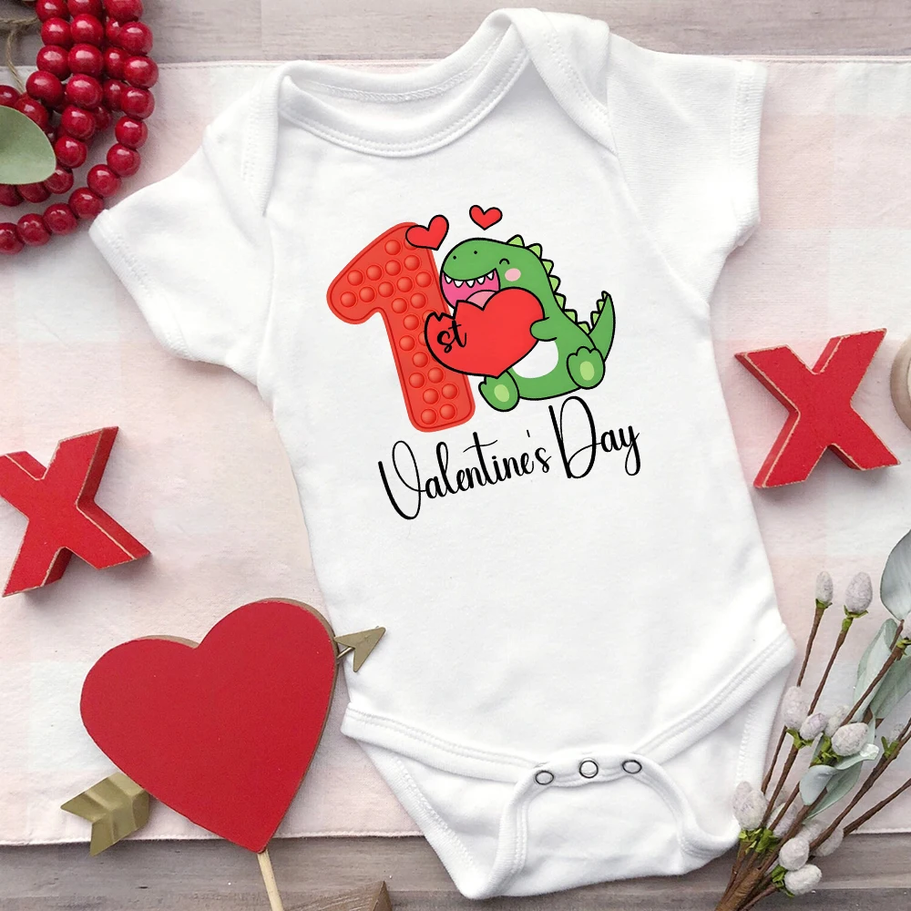 

1st Valentine's Day Print Baby Bodysuits Infant Rompers Baby Girls Boys Clothes Toddler Jumpsuit Newbron Valentines Gift