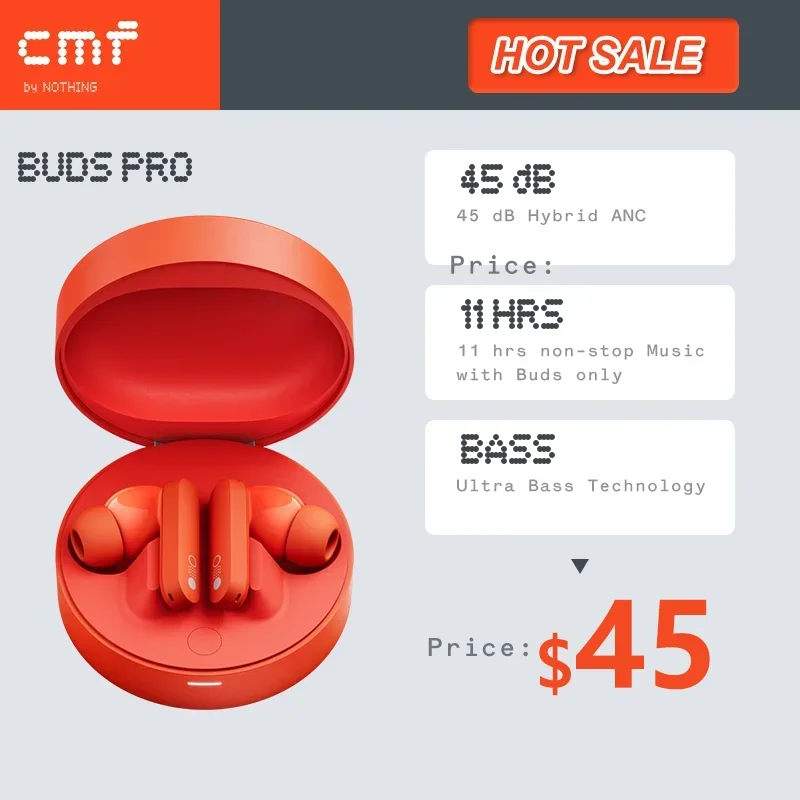 Global Version CMF Buds Pro 45dB hybird Active Noise 11 Hours of NON-STOP Music Ultra Bass Technology buds Pro earphone