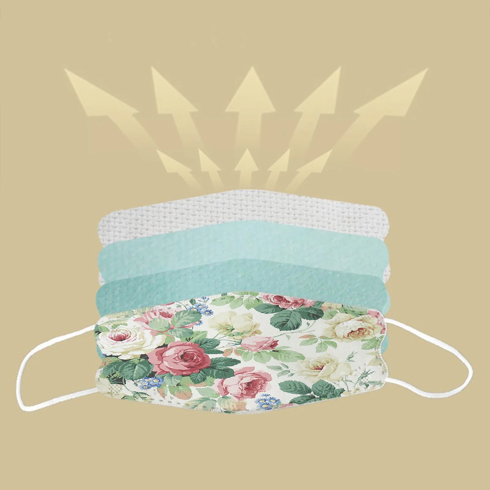 Face Mask Disposable Face Mask 10PCS Unisex Adult Floral Print Outdoor Mask Protective Disposable Outdoor Dust-Proof
