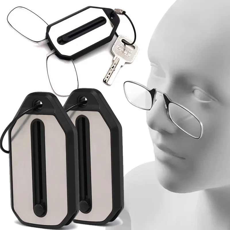 Thin Light Pinch Nose Convenient Presbyopic Glasses Portable Folding Integrated Presbyopic Glasses Keychain Legless HD Glasses