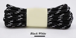 Durable Polyester Round Shoelaces for Boots and Sneakers - Multiple Lengths Available (Black white)