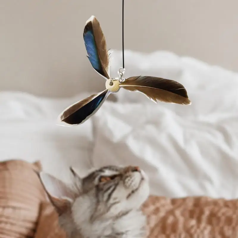 Cat Feather Toy Refill Interactive Cat Toy Feather Wand Set of 6 Wear-Resistant Feathers Refill Toys Interactive Teaser