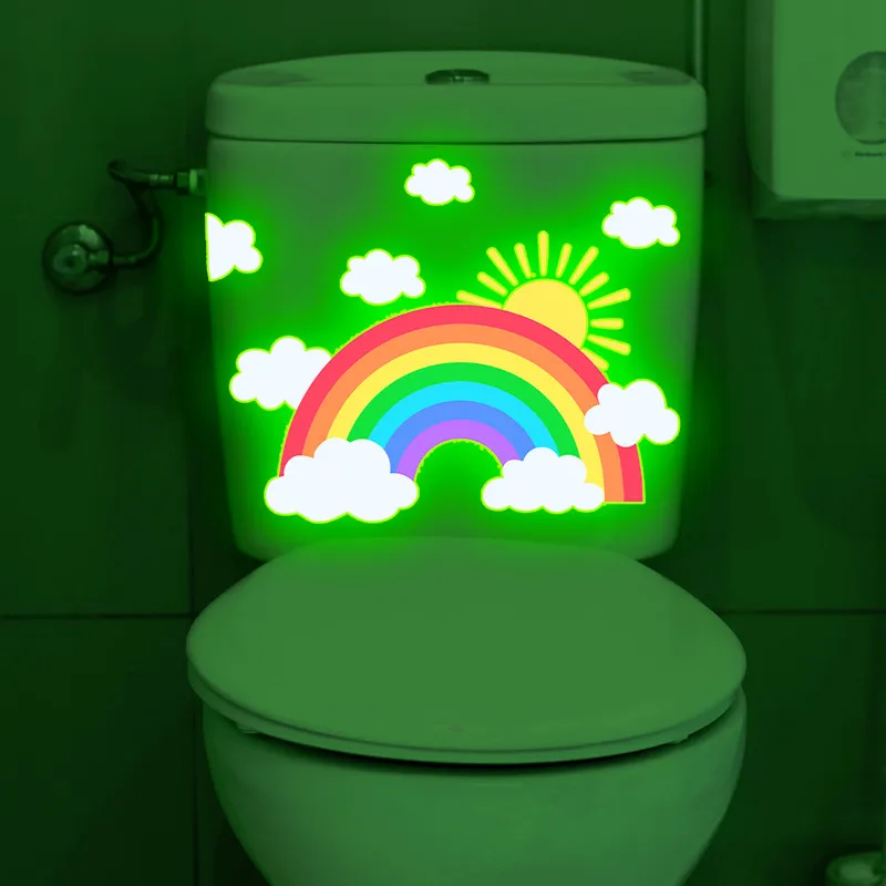 Rainbow Wall Sticker Glow in The Dark Kids Bedroom Decor Luminous Fluorescent Heart Cloud Decals Adhesive Stickers for Baby Room