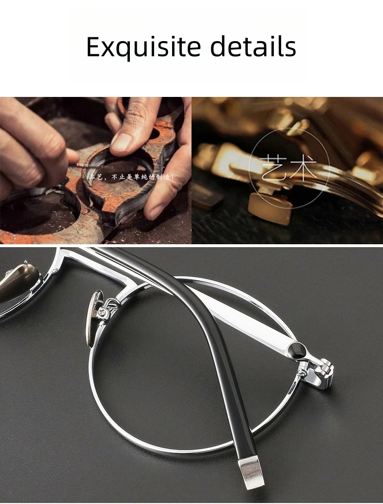 Titanium Reading Glasses - Lightweight Round Frame, Anti Blue Light, Single Focus Lenses