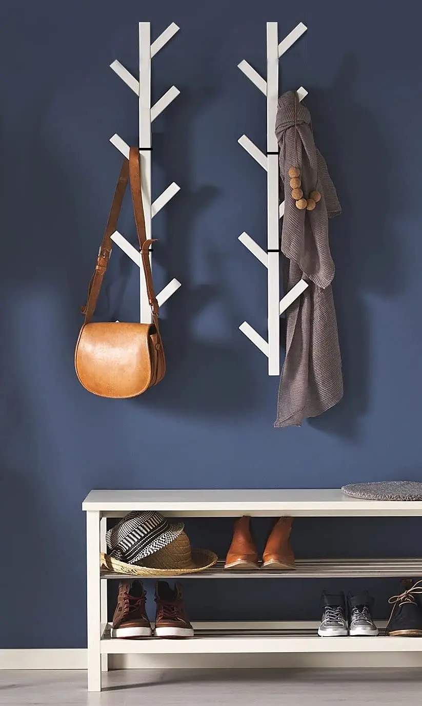 

Modern Wall Mounted Coat & Hat Rack - Stylish Design, White