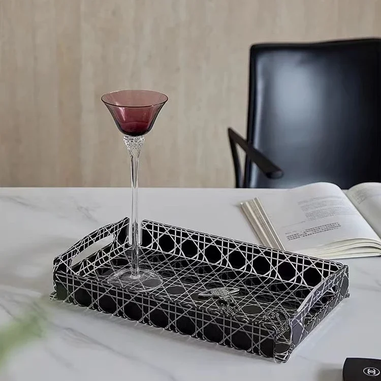 Vine Pattern Jewels Tray Aromatherapy Organizer Plate Living Room Acrylic Coffee Table Tea Cup Storage Trays Luxury Home Decor