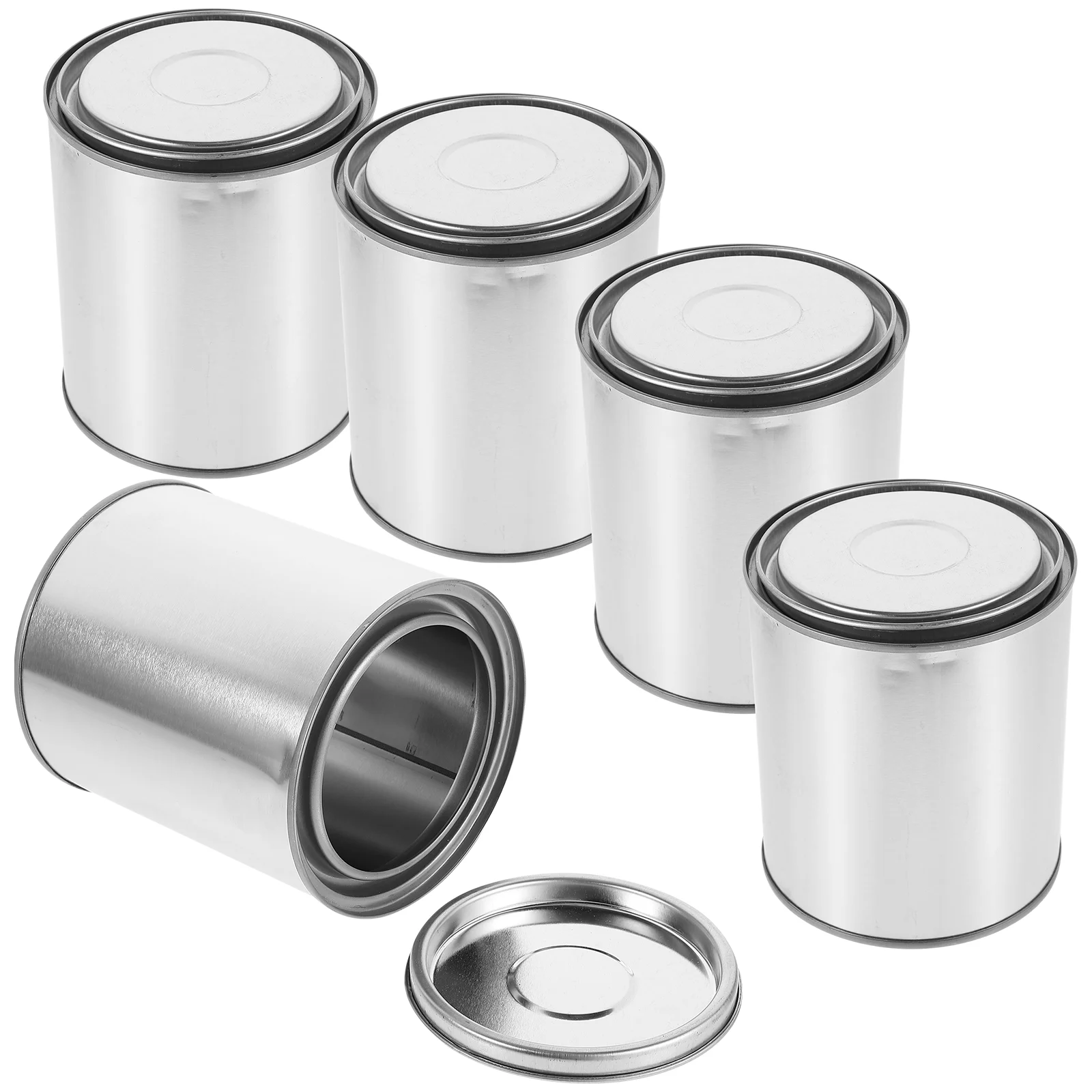 Experimental Sampling Bucket Asphalt Iron Sealed Paint Sample Retention Thickened Round Empty Can Pitch Storage Holder 5pcs (1l)