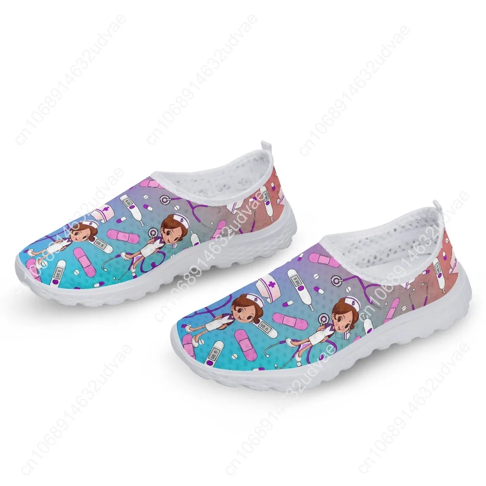Gradient Sketch Nurse Women Shoes Summer Comfortable Flats Nursing Design Shoes Medical Print Slip-on Loafers Mujer