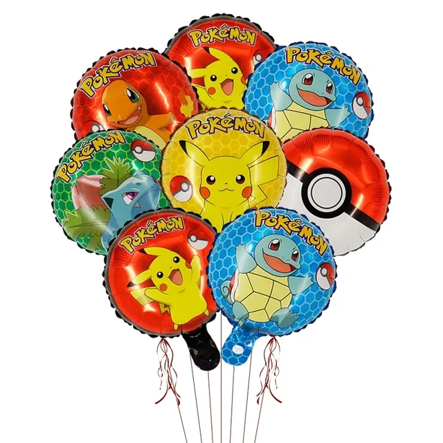 Ballon circulaire en Film d'aluminium Pokemon de 10 pouces, pour fête d'anniversaire pour enfants, Pikachu, écureuil, boule de dessin animé, jouet pour réception-cadeau pour bébé, cadeau 1