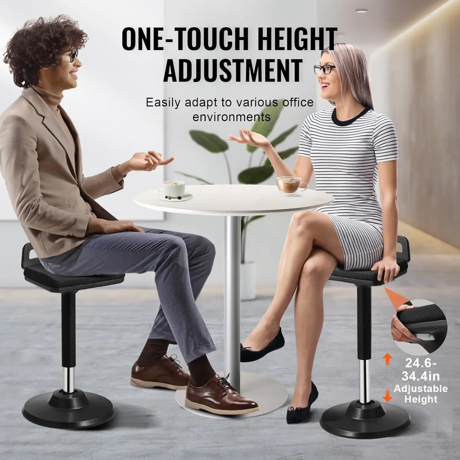 Active Chair with Handle, Height-Adjustable (24.6-34.4") Wobble Chair Made of Elastic Fabric & 45 mm Foam 6