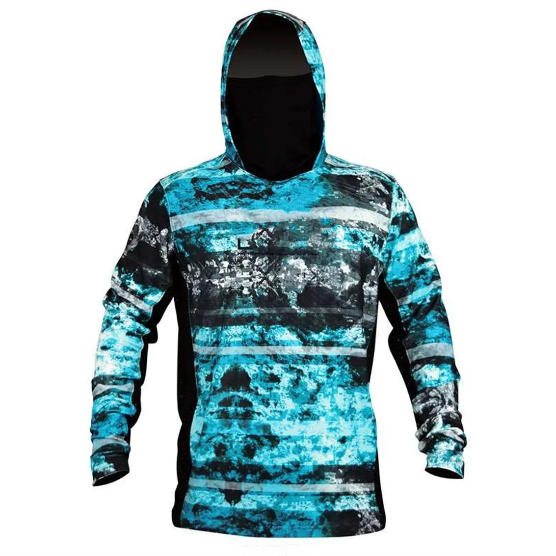 Camouflage Long-Sleeve Fishing Shirt with Hood and Mask - Quick-Dry Sun Protection Top