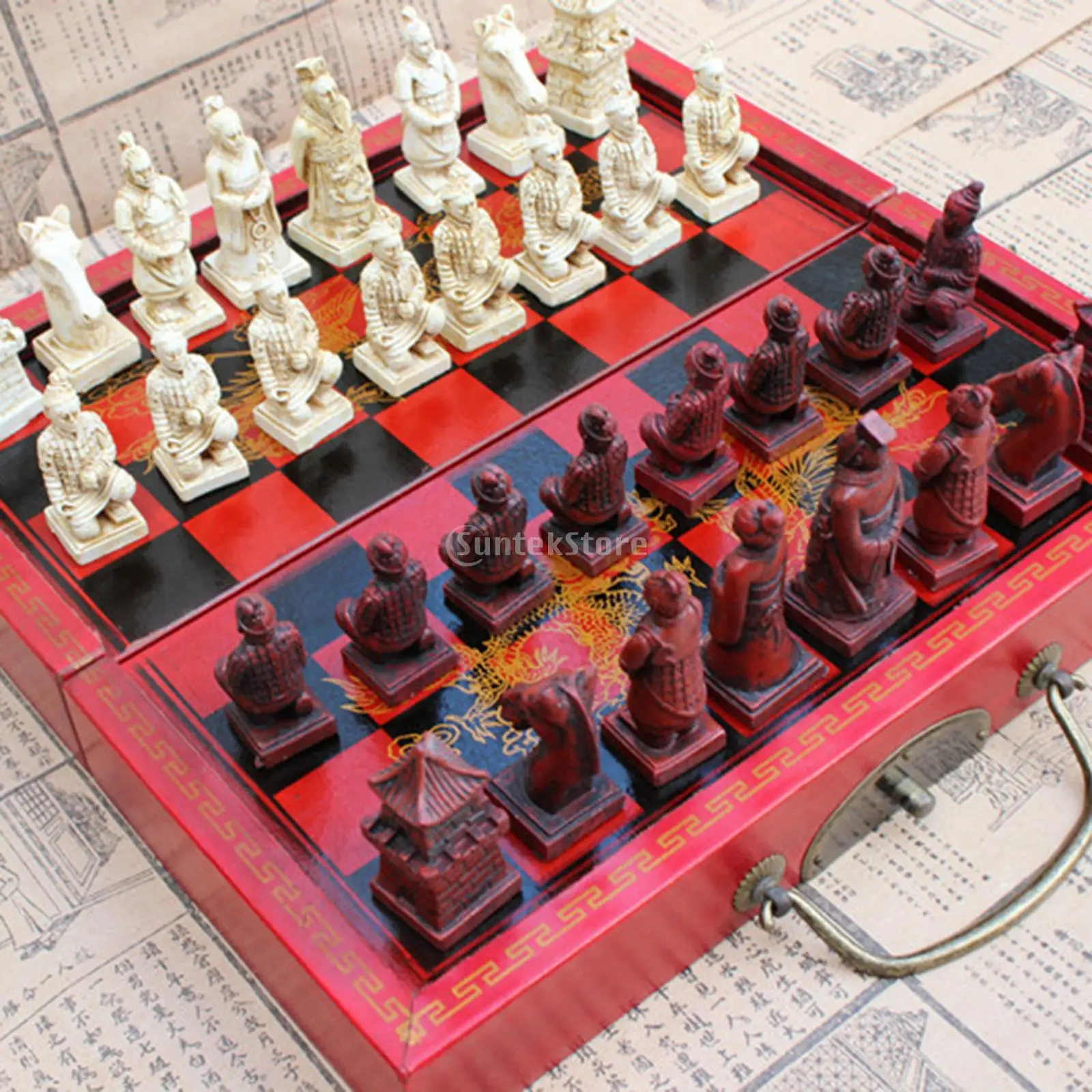 35pcs/set High-end Collectibles Vintage Chinese Terracotta Warriors Chess Board Games Set Gift for Leaders Friends Family - Image 6